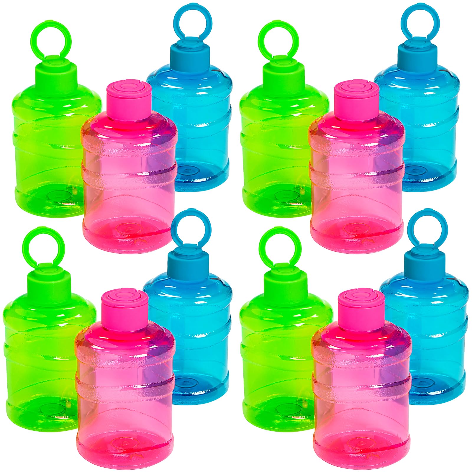 12-Pack Neon Plastic Water Bottles with Lids - 24oz BPA-Free Reusable Drinkware for Kids & Adults - Vibrant Multi-Color Party Supplies, Sports Events, School Activities & Outdoor Adventures
