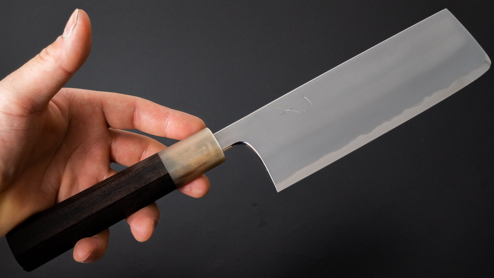 Hitohira Togashi White #1 Stainless Clad Kasumi Nakiri Knife 180mm - Japanese Chef Knife with Ebony Handle for Precision Vegetable Chopping & Slicing | Perfect for Home Cooks & Professional Chefs