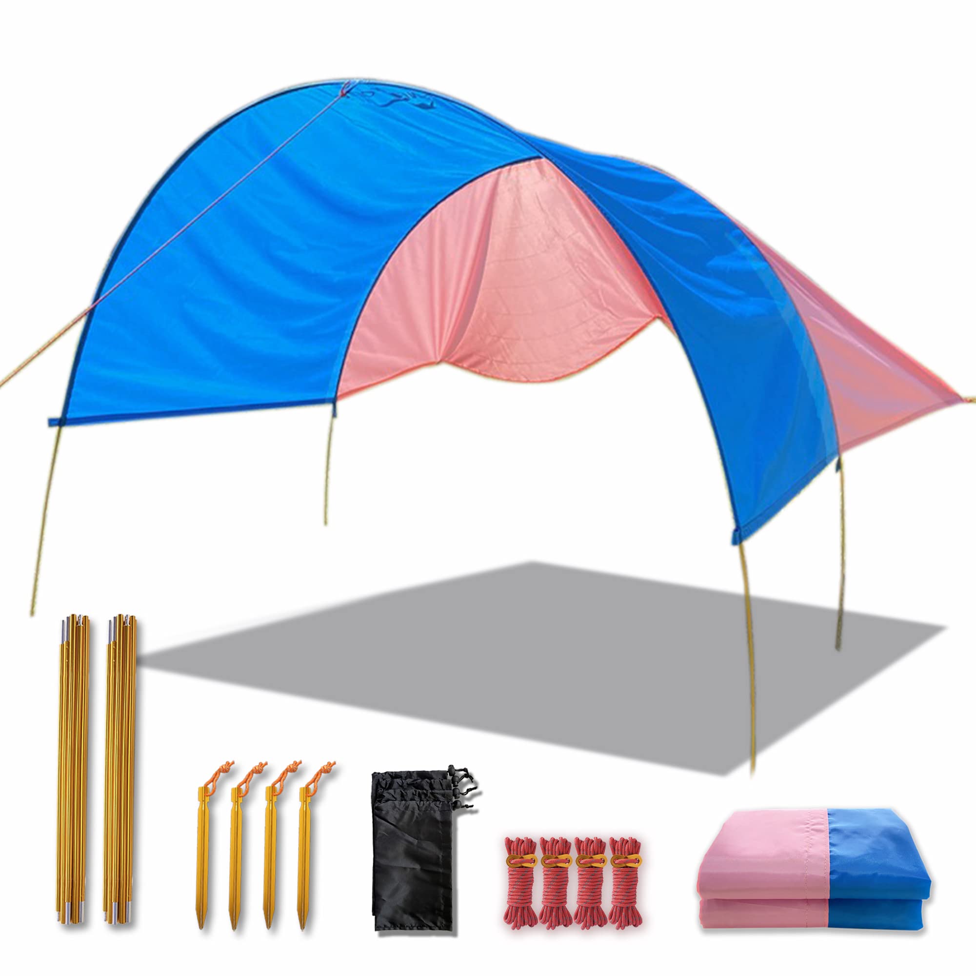 Alion Home 9x10 FT Portable Sun Shelter Tent - Lightweight Camping Canopy with UV Protection in Blue & Pink - Perfect for Beach, Picnic, Backyard and Outdoor Events