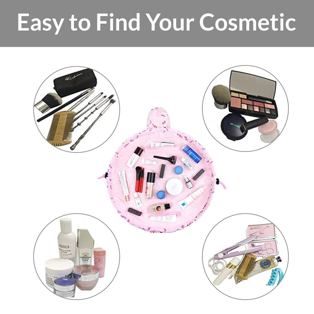 Foldable Travel Cosmetic Makeup Bag - Waterproof Organizer Pouch for Toiletries & Beauty Essentials - Perfect for Vacation, Gym, Airplane Carry-on (Pack of 1)
