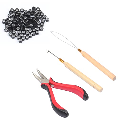 Microlinks Set + 200 Pcs Silicone Rings (Black)
