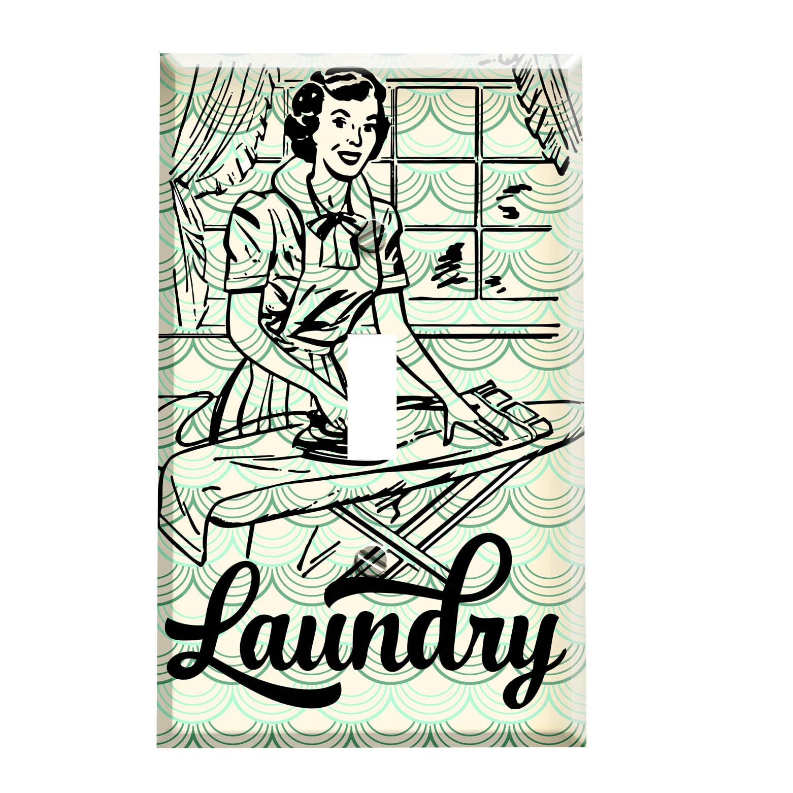 Vintage Mid Century Retro Ironing Laundry Room Switch Plate Cover - Decorative Outlet Cover for Laundry, Kitchen, and Utility Rooms - Perfect for Home Décor and DIY Projects