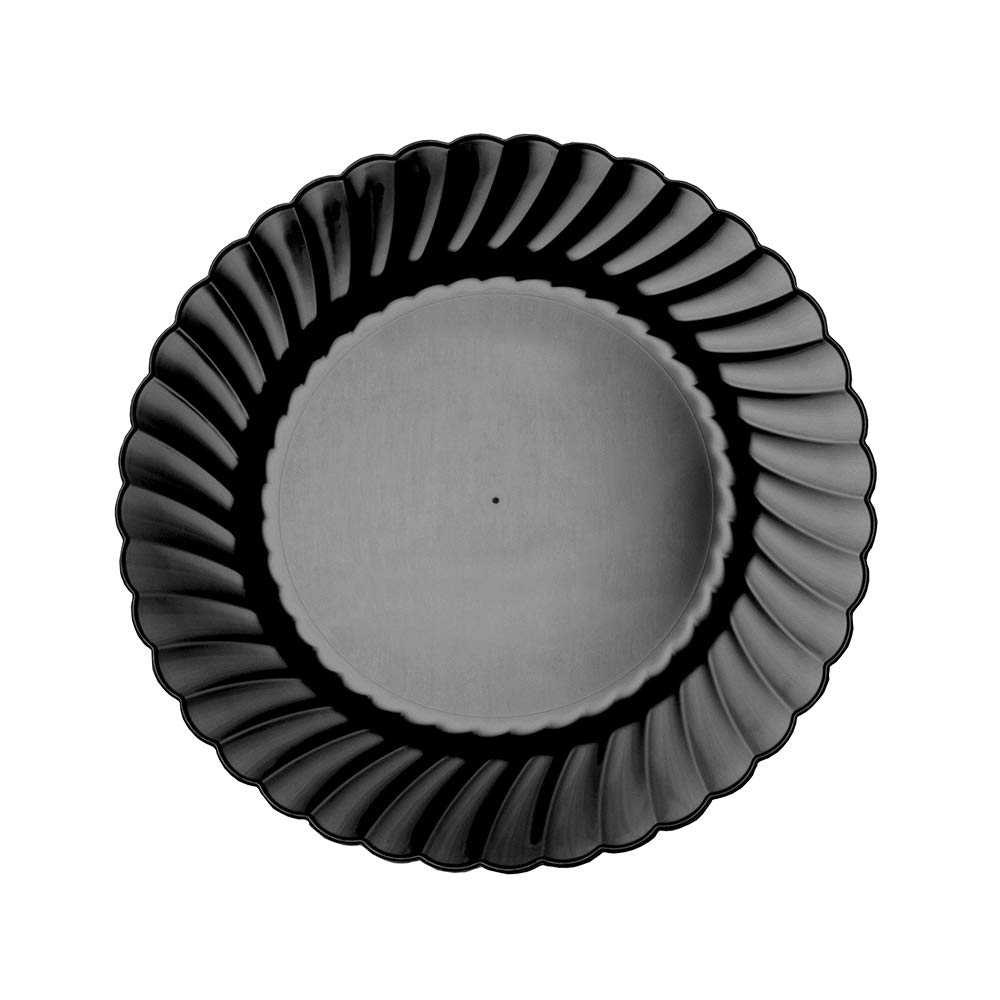 WNA CW75180BK Classicware 7.5 Inch Black Round Plastic Plates - Bulk Pack of 180 Disposable Dinner Plates for Parties, Picnics, Catering & Everyday Use