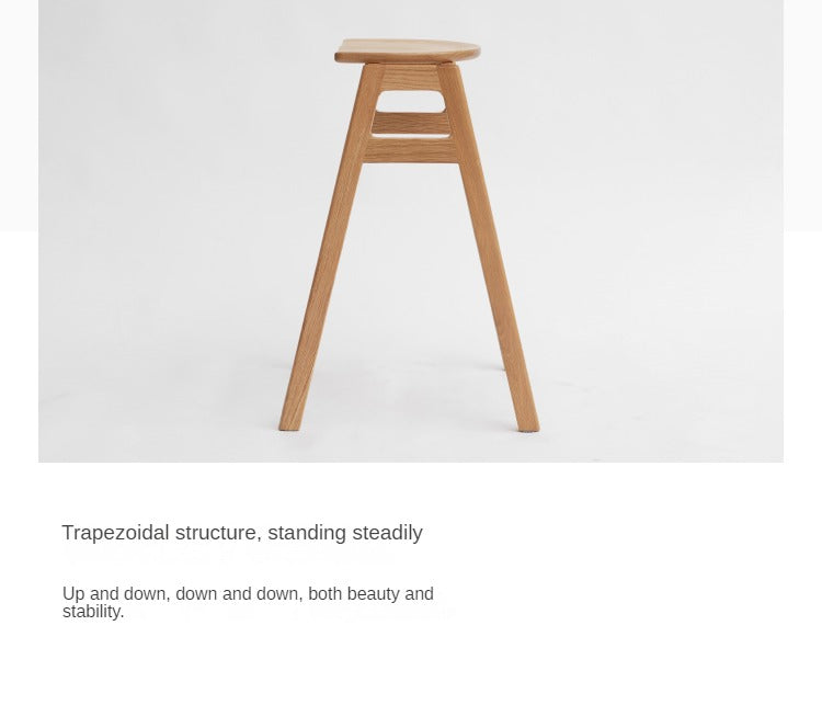Solid Oak Wood High Bar Stool - Durable & Stylish for Kitchen Island, Breakfast Nook, and Home Bar Use