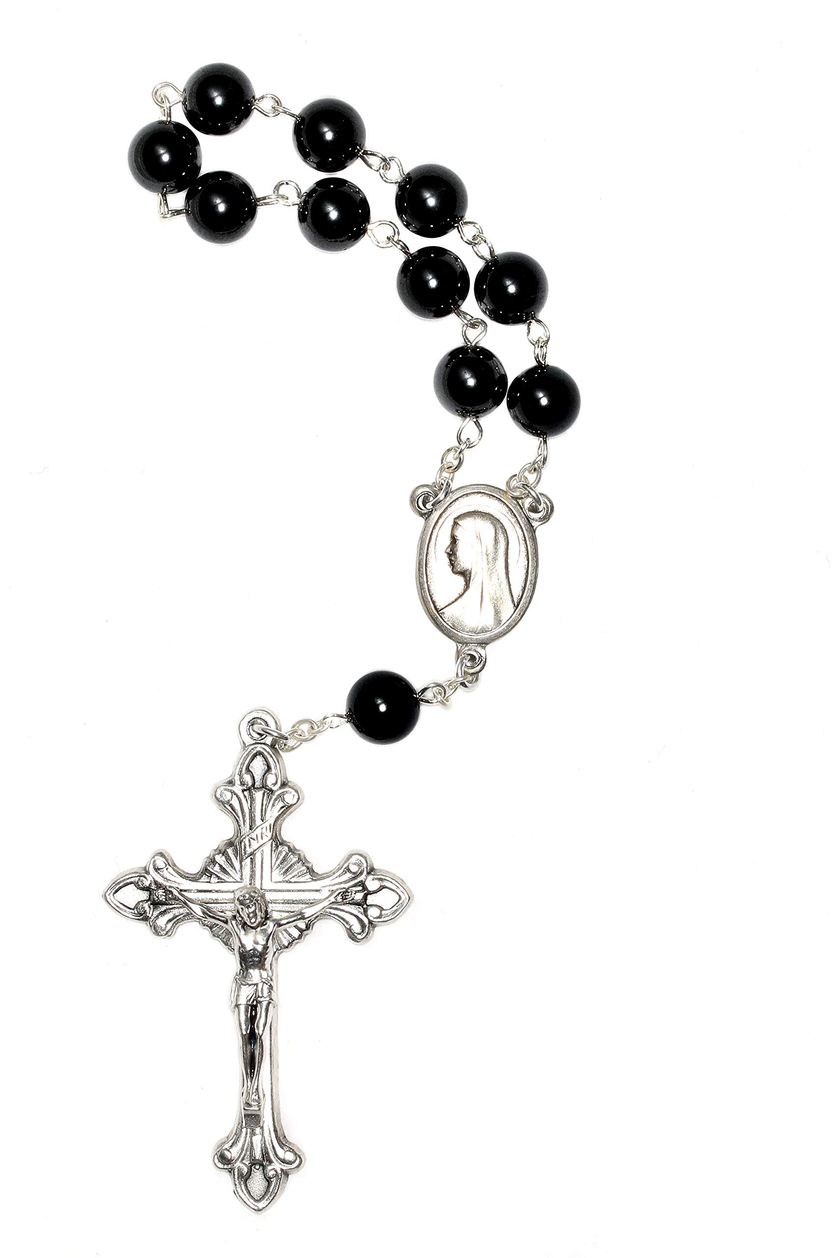 Gemstone Catholic Prayer One Decade Rosary - Pocket or Auto Clasp for Hanging - Includes Holy Card & Gemstone Meaning Guide - Perfect for Communion, Confirmation, RCIA, Christmas, Easter, Reconciliation & Weddings - Ideal for Prayer, Meditation & Religious Gifting