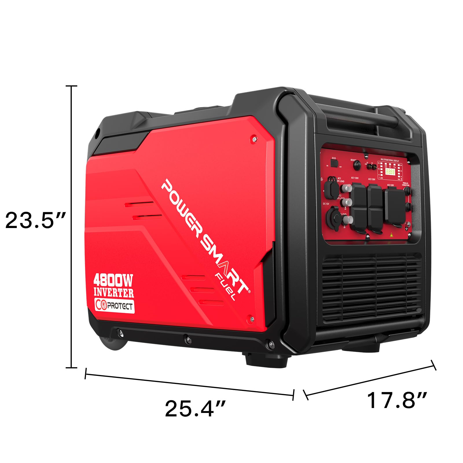PowerSmart 4800W Portable Inverter Generator with Wheels & Handle Kit - CO Sensor Technology, Ultra Quiet, RV Ready (Model HB5046C) - Perfect for Camping, Home Backup & Outdoor Power Needs