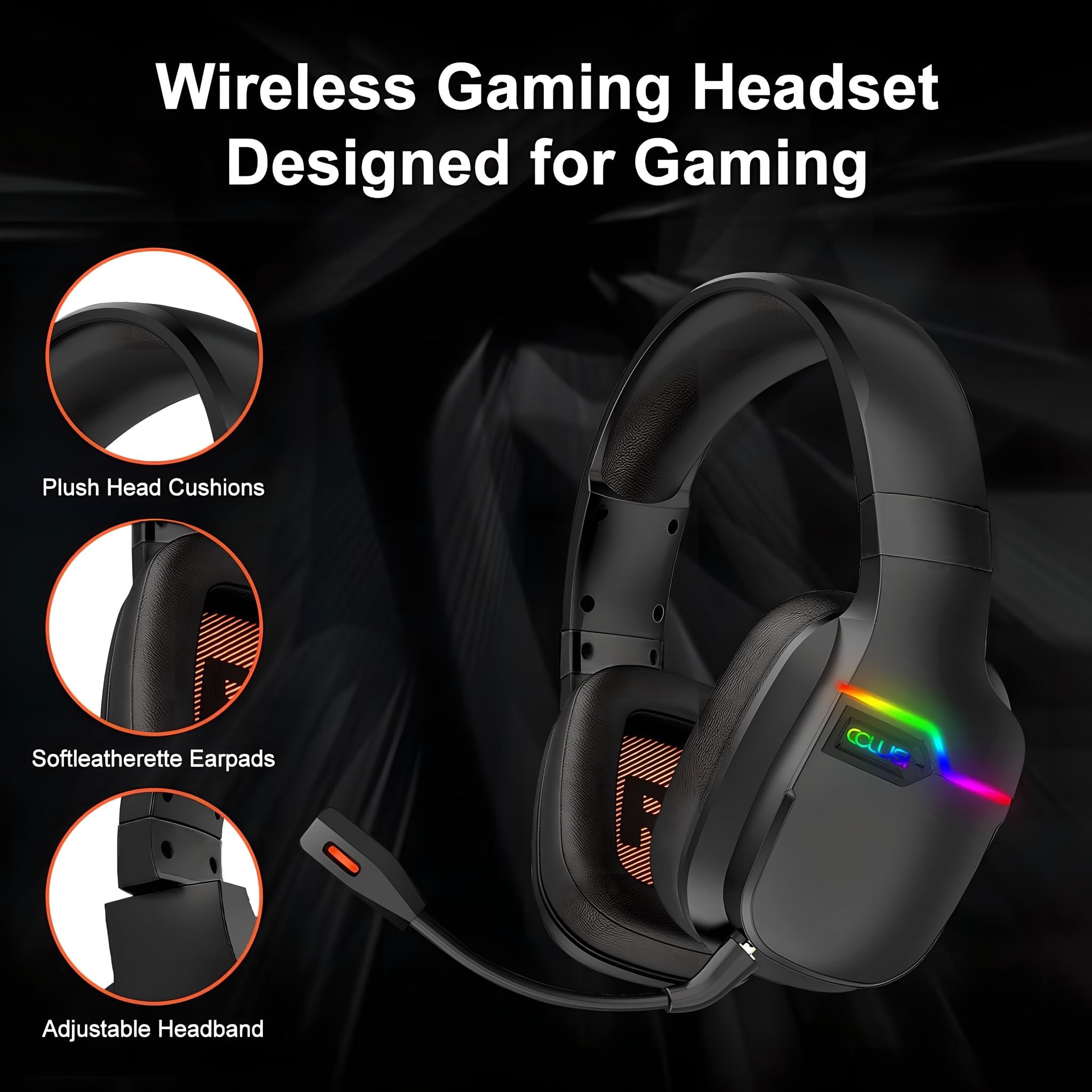 Wireless Gaming Headset with Detachable Mic for PS5, PS4, PC, Mac & Laptop - 2.4GHz USB Dongle, Noise Cancelling, Comfortable Earpads - X07 Black - Perfect for Online Gaming, Streaming & Virtual Meetings