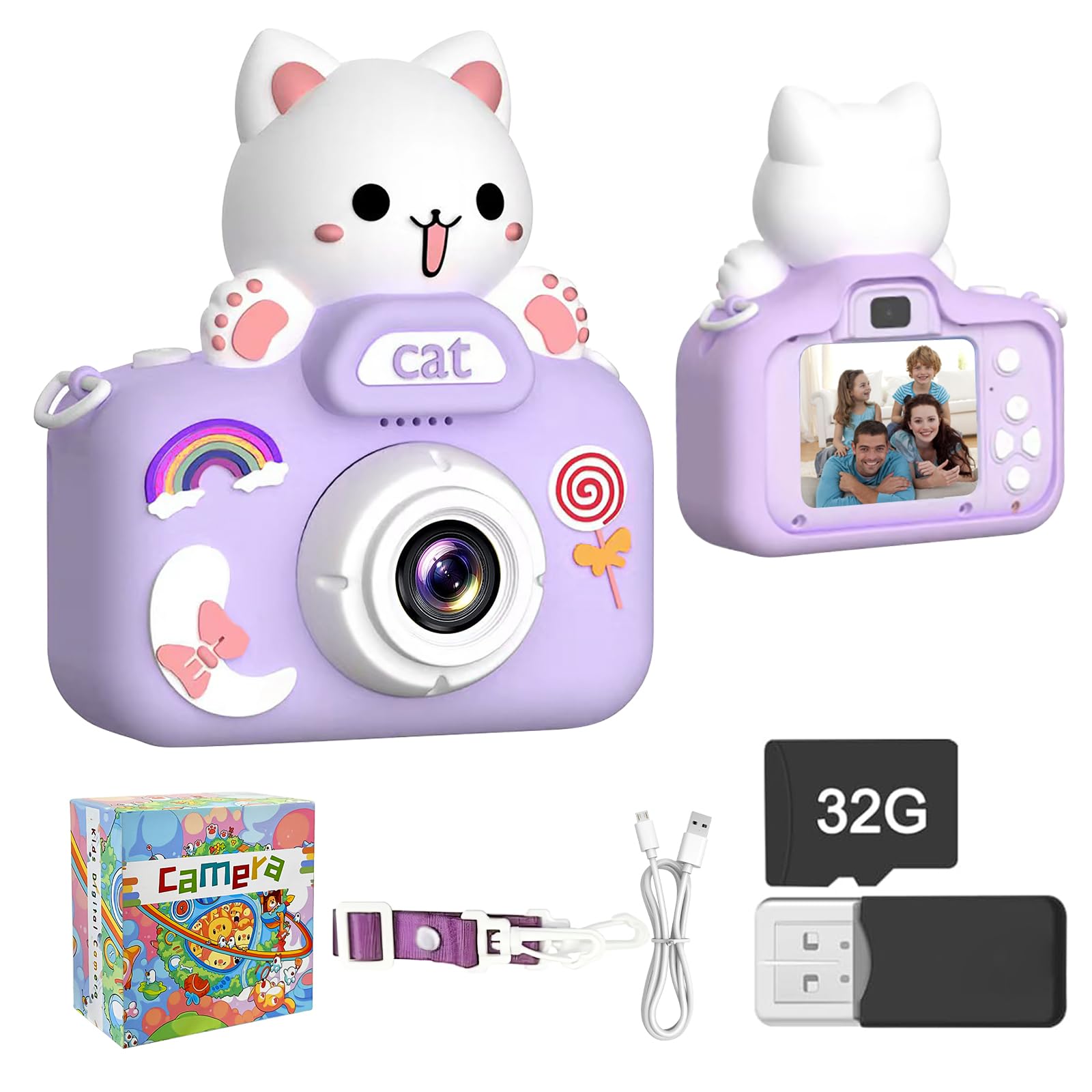 Kids Digital Camera with 1080P HD Video - Best Selfie Camera Toy for Girls & Boys Ages 3-12 - Perfect Christmas Birthday Gift - Fun Educational Toy for Travel, Parties & Outdoor Adventures (Purple)