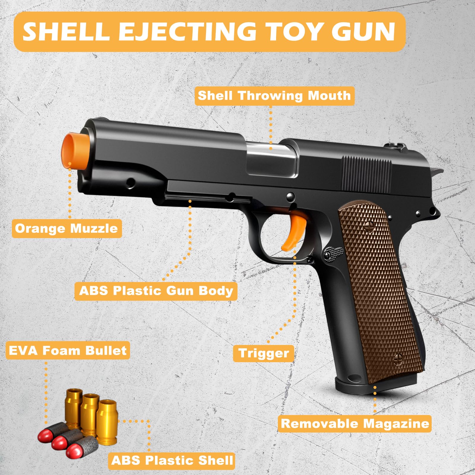 Shell Ejecting Toy Gun with Soft Bullets - Realistic Educational Model Pistol for Kids Shooting Games | Safe Outdoor & Indoor Play Toy for Boys and Girls | Perfect Birthday Gift for Children