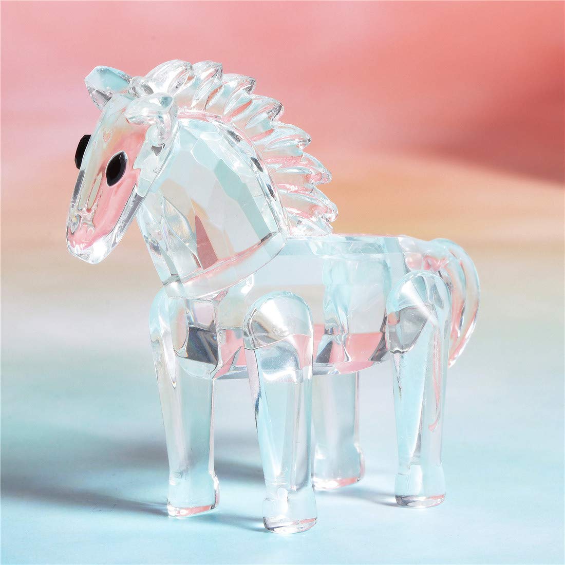 Waltz&F Crystal Small Horse Figurine - Elegant Collectible Table Statue for Home & Office Decor | Perfect Gift for Horse Lovers & Crystal Collectors