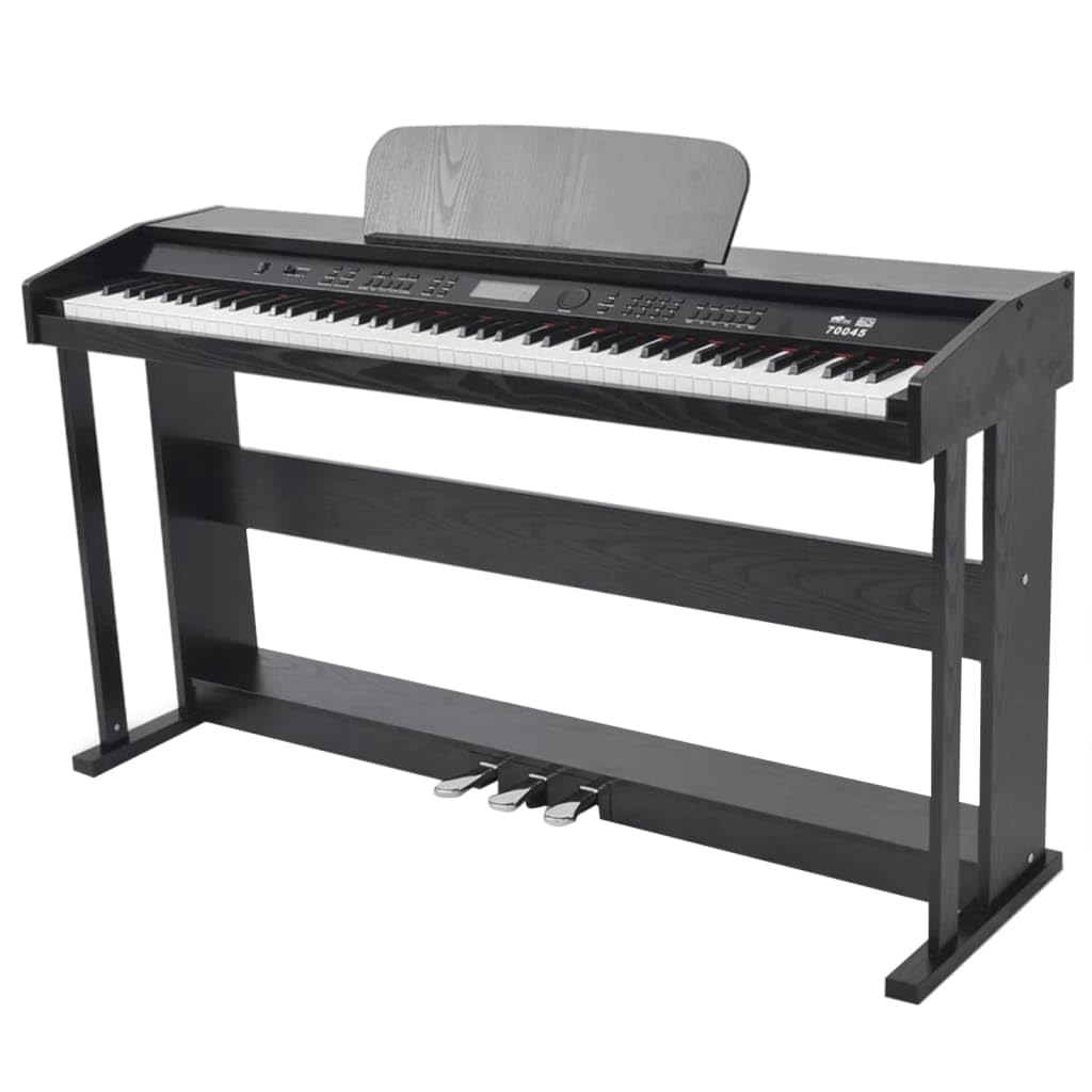 vidaXL 88-Key Digital Piano with Sustain Pedal - Programmable Keyboard with Music Stand & Headphone Jack - Melamine Board Construction - Includes Power Cord & Adapter - Perfect for Home Practice, Studio Recording & Live Performances