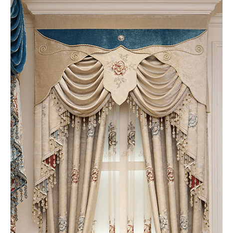 Annapolis Luxury Valance - Beige Floral Window Treatment for Living Room & Bedroom Decor