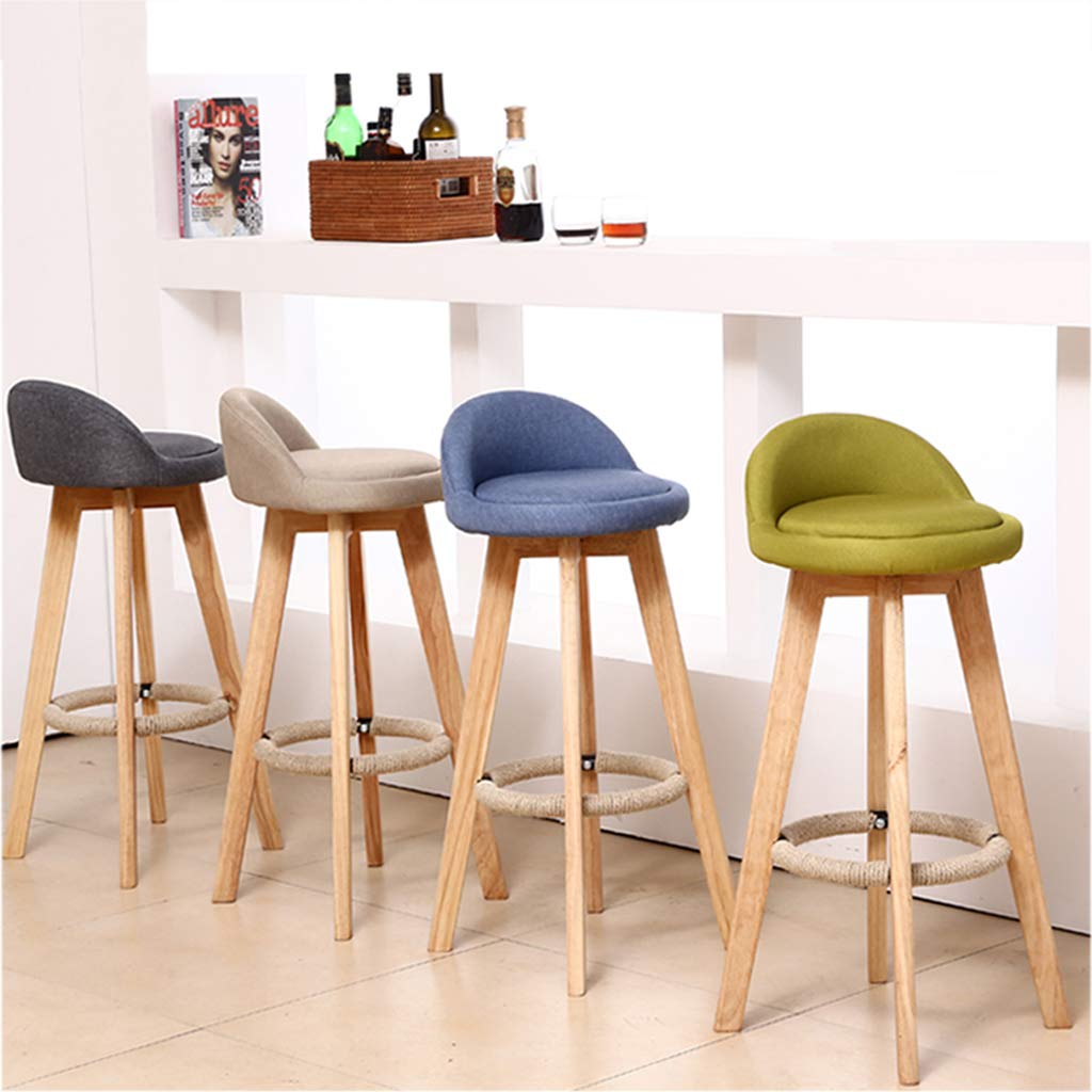 Swivel Bar Stools with Wooden Frame & Linen Upholstery - Adjustable Height Kitchen Counter Stools with Backrest & Footrest - Perfect for Home Bars, Breakfast Nooks & Small Space Dining
