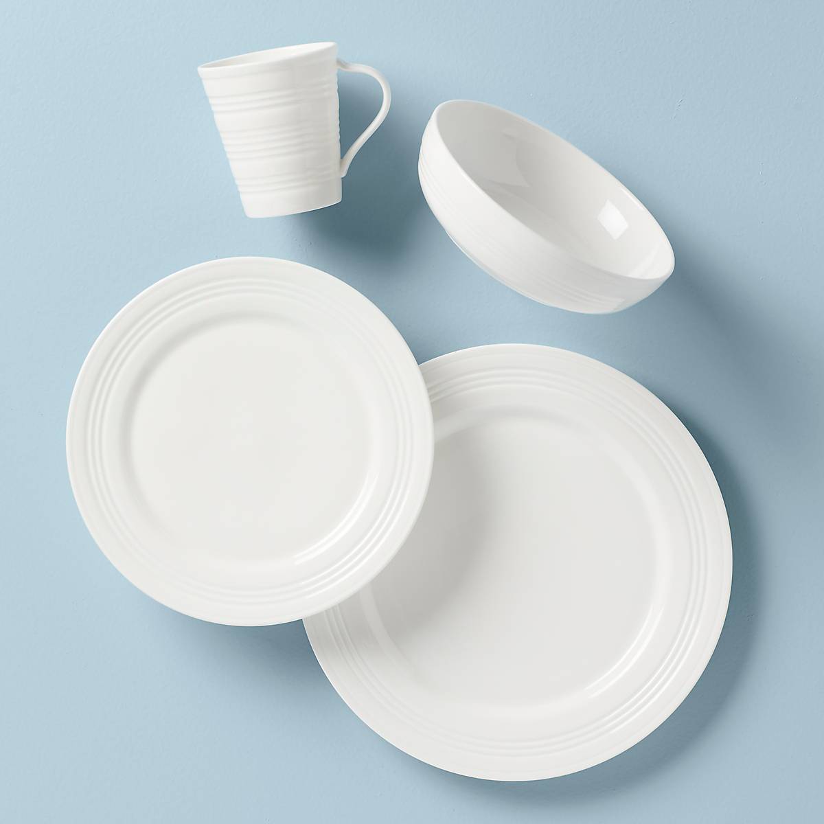 4-Piece Tin Can Alley Four Degree Dinnerware Set - Elegant Table Setting for Casual Dining & Entertaining