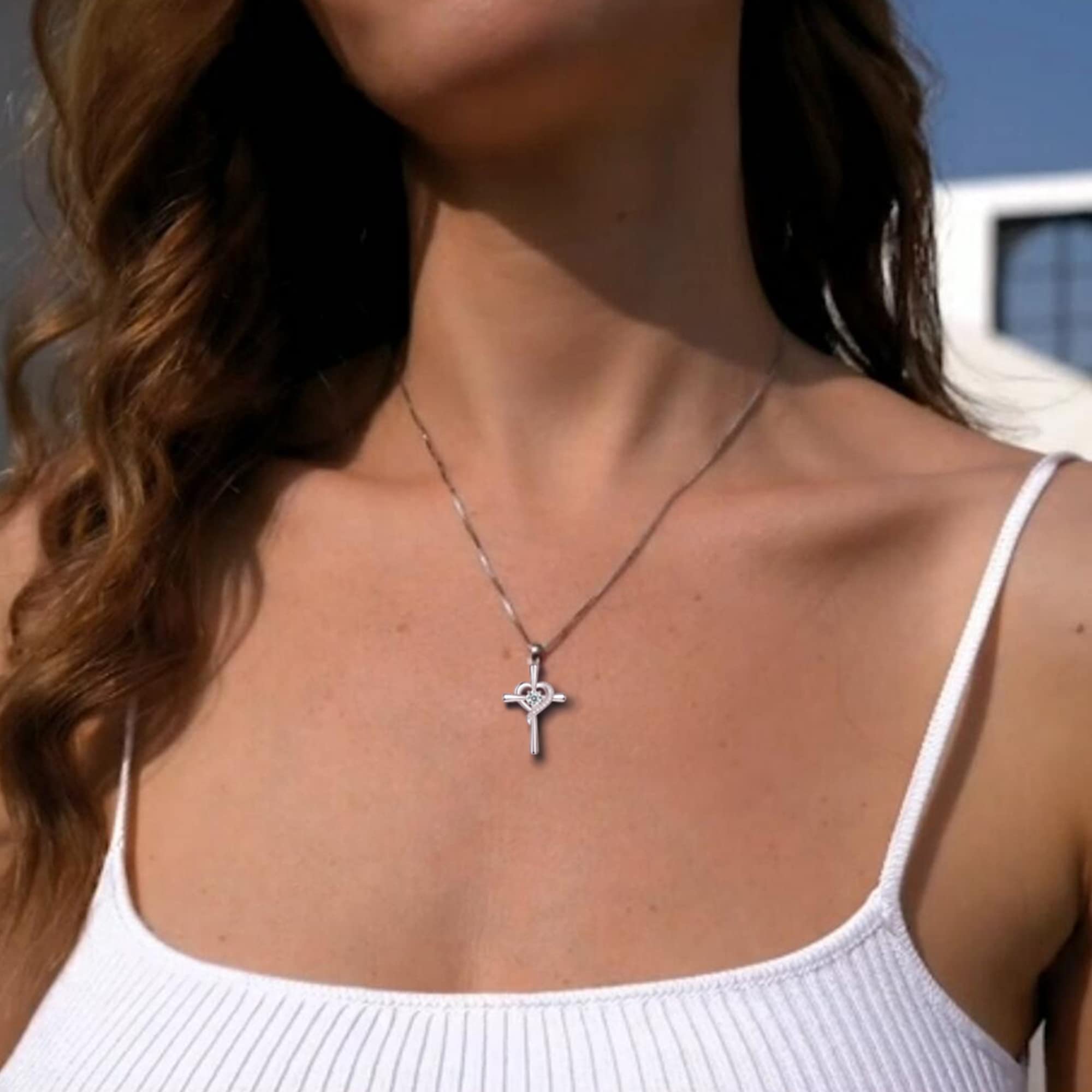 925 Sterling Silver CZ Cross Pendant Necklace for Women & Men - Religious Christian Jewelry - Sparkling Cubic Zirconia Crucifix - Perfect for Church, Baptism, Weddings & Everyday Faith Fashion