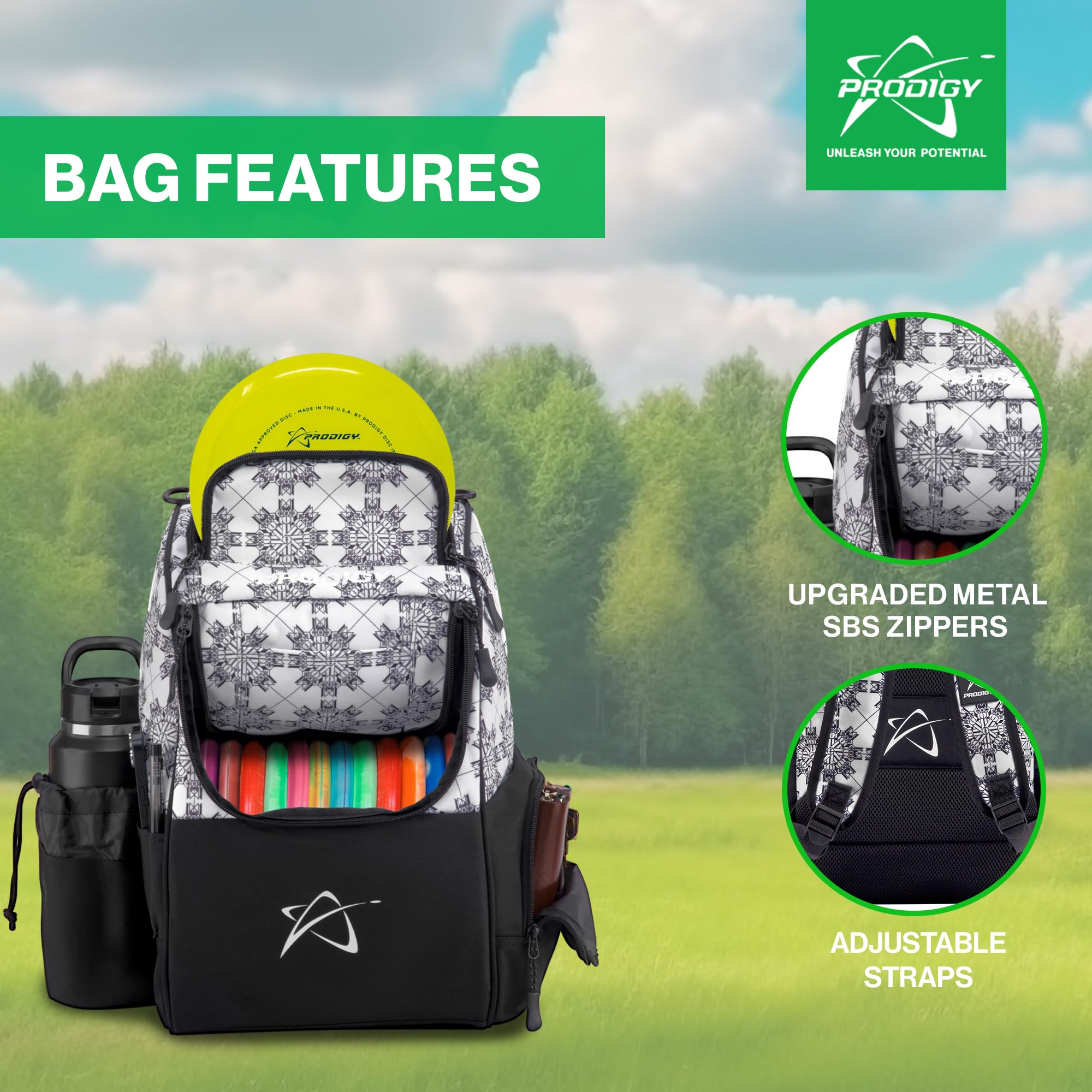 Prodigy Disc Ascent Disc Golf Backpack - 18+ Disc Capacity Lightweight Starter Bag for Beginners | Perfect for Disc Golf Tournaments, Practice Sessions & Outdoor Sports Accessories