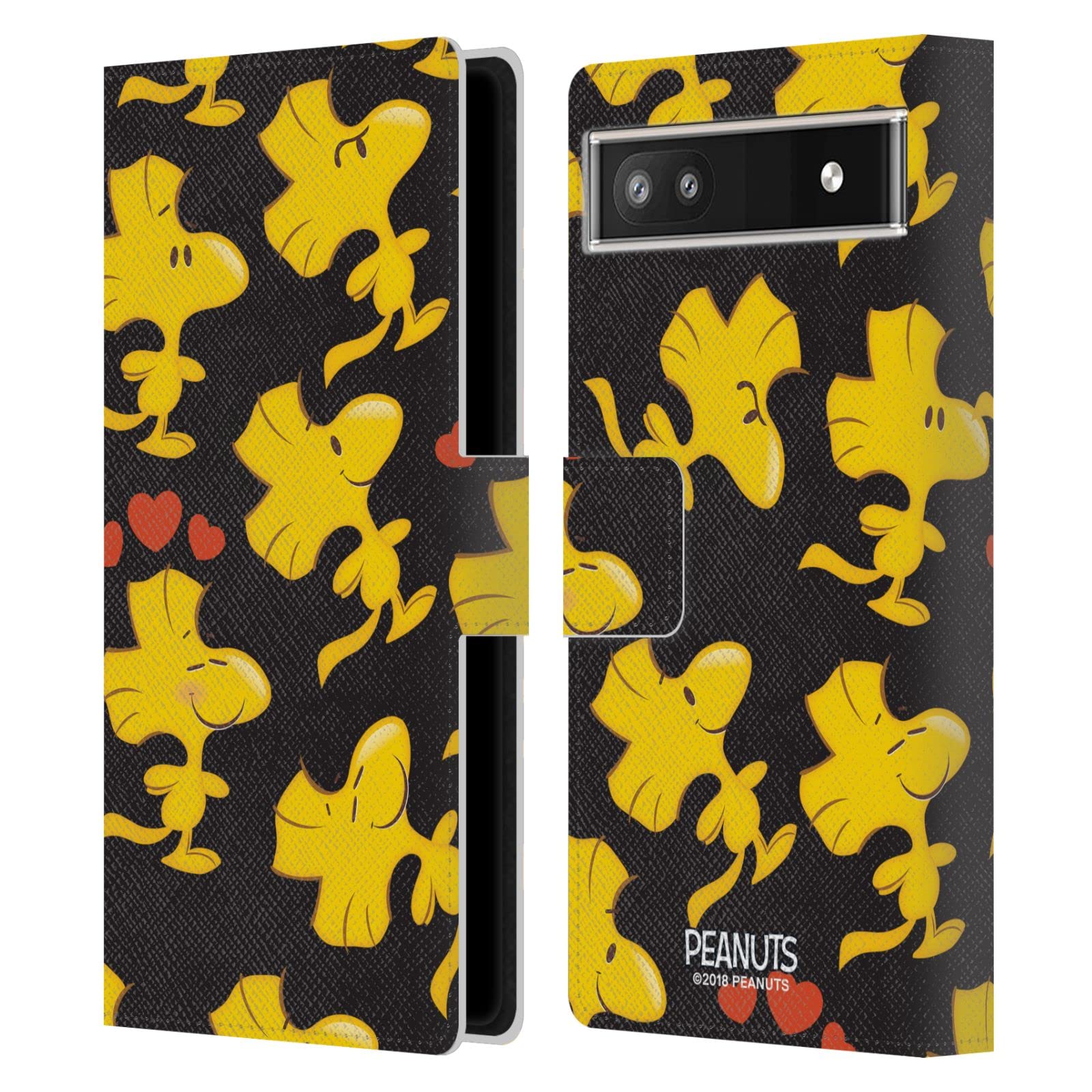 Peanuts Woodstock Leather Wallet Case for Google Pixel 6a - Stylish Phone Protection