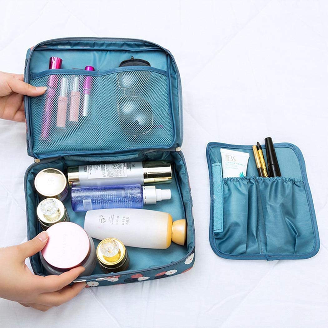 Foldable Travel Toiletry Bag - Waterproof Cosmetic Makeup Organizer Pouch with Carry Handle for Women & Men (Multi Colors) | Perfect for Vacation, Gym, Camping & Business Trips