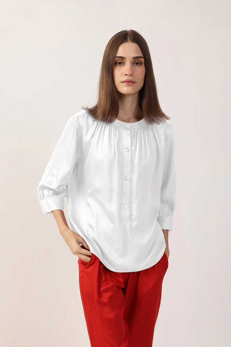 Nickie Women's Satin TENCEL™ Blouse - Soft & Breathable Long Sleeve Shirt in Multiple Colors | Office Wear, Casual Outfits & Special Occasions