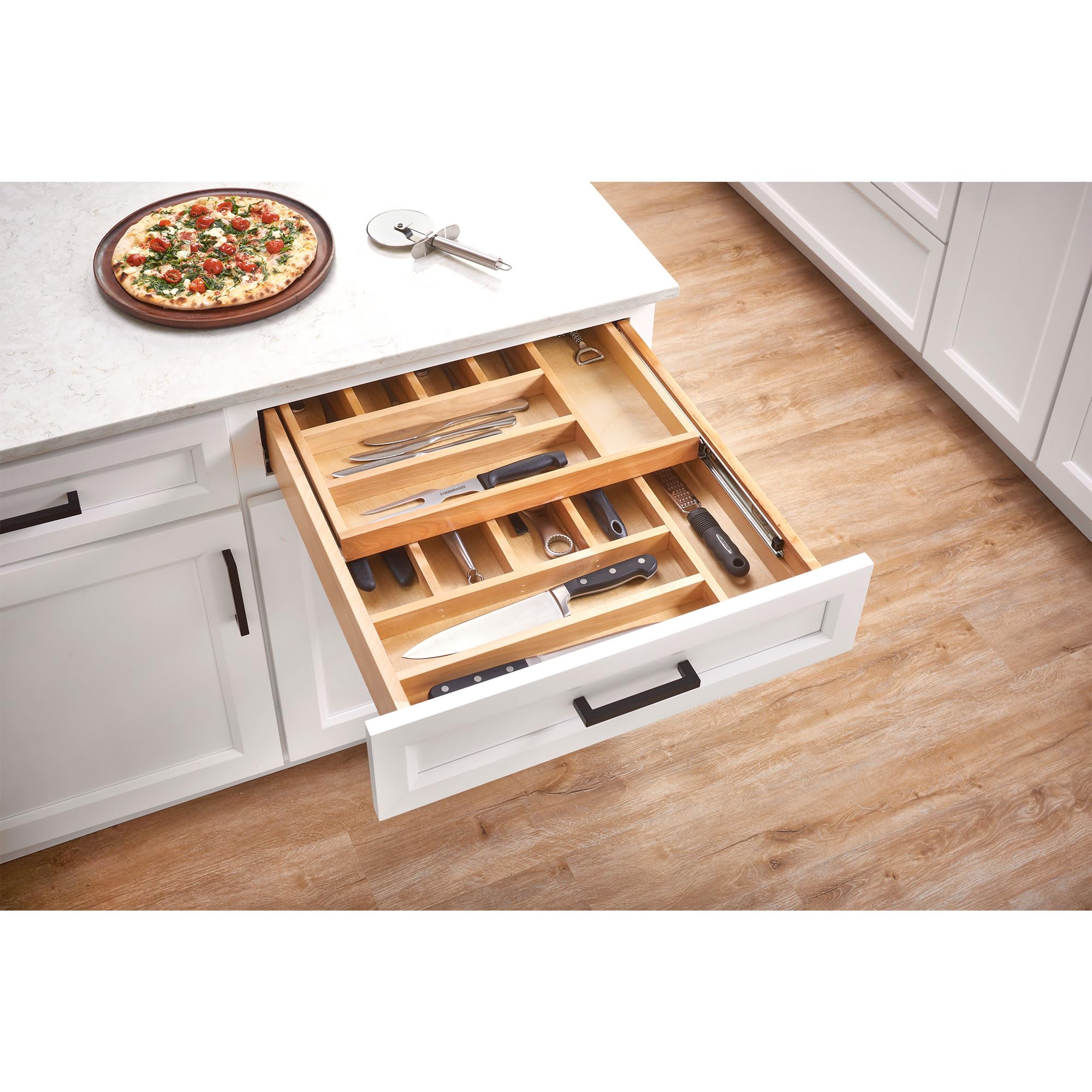 Rev-A-Shelf 21-Inch 2-Tier Pullout Kitchen Drawer Organizer for Utensils & Cutlery - 24