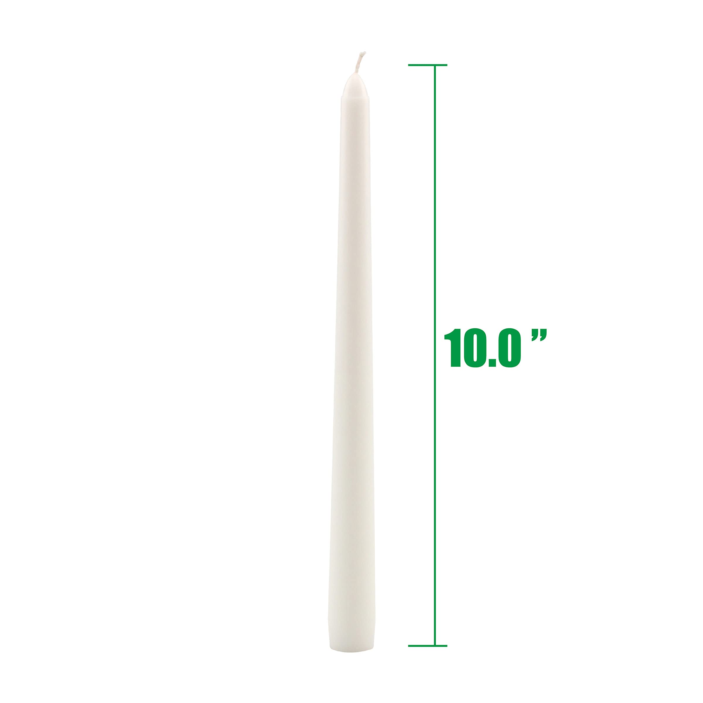 Stonebriar 10-Inch White Unscented Dripless Taper Candles (10-Pack) - 7 Hour Burn Time for Dining Tables, Weddings & Holiday Decorations