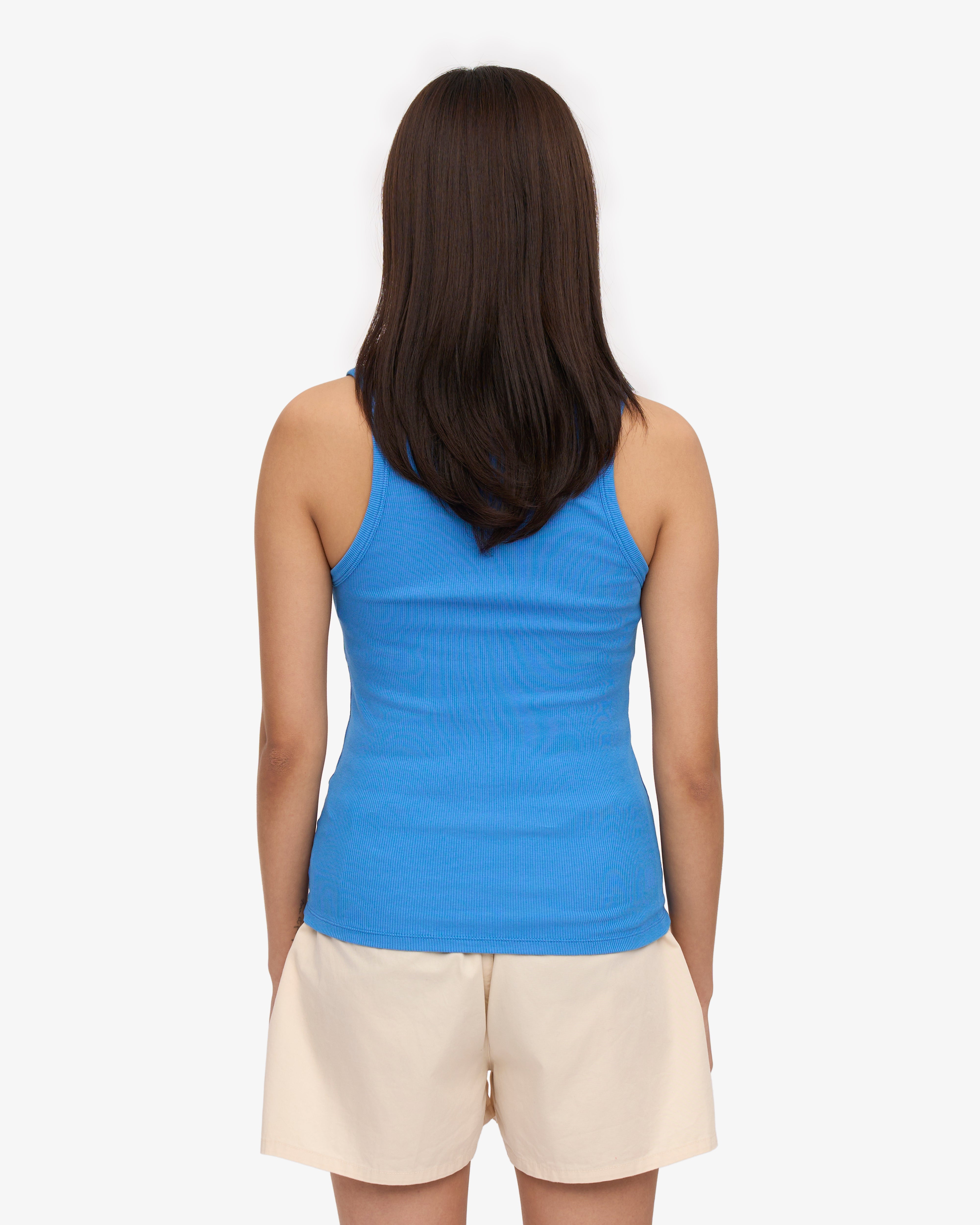 Organic Women's Ribbed Tank Top - Pacific Blue | Soft & Breathable for Yoga, Gym & Summer Outfits