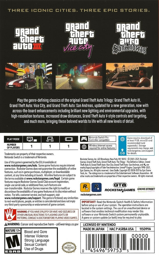 Grand Theft Auto: The Trilogy - Definitive Edition | GTA Classic Games Bundle | Open-World Action Adventure for PC, PS5, Xbox | Perfect for Gaming Enthusiasts & Collectors