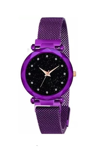Analog Black Dial Magnet & Metal Strap Watch for Women & Girls - Fashionable & Adjustable (SR-699 AT-6991) - Pack of 2 - Perfect for Casual Wear, Office & Everyday Use