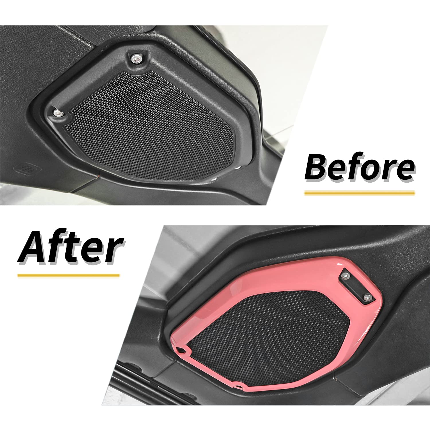 JeCar Pink Speaker Frame Trim Cover for 2018-2023 Jeep Wrangler JL JLU & Gladiator JT - Interior Accessories Upgrade for Enhanced Sound & Style