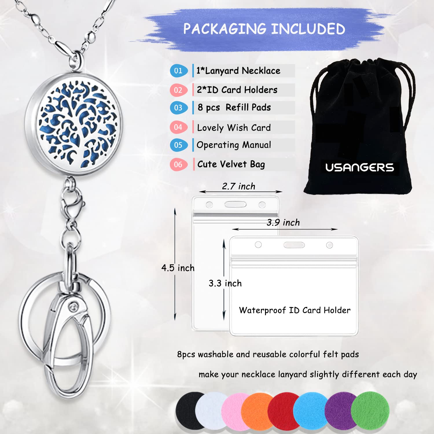 Premium Stainless Steel Lanyard for ID Badges & Keys - Adjustable Badge Holder with Keychain, Diffuser Necklace for Women - Perfect for Teachers, Nurses, Students & Office Work - Ideal for Jewelry Display & Family Tree Keepsakes