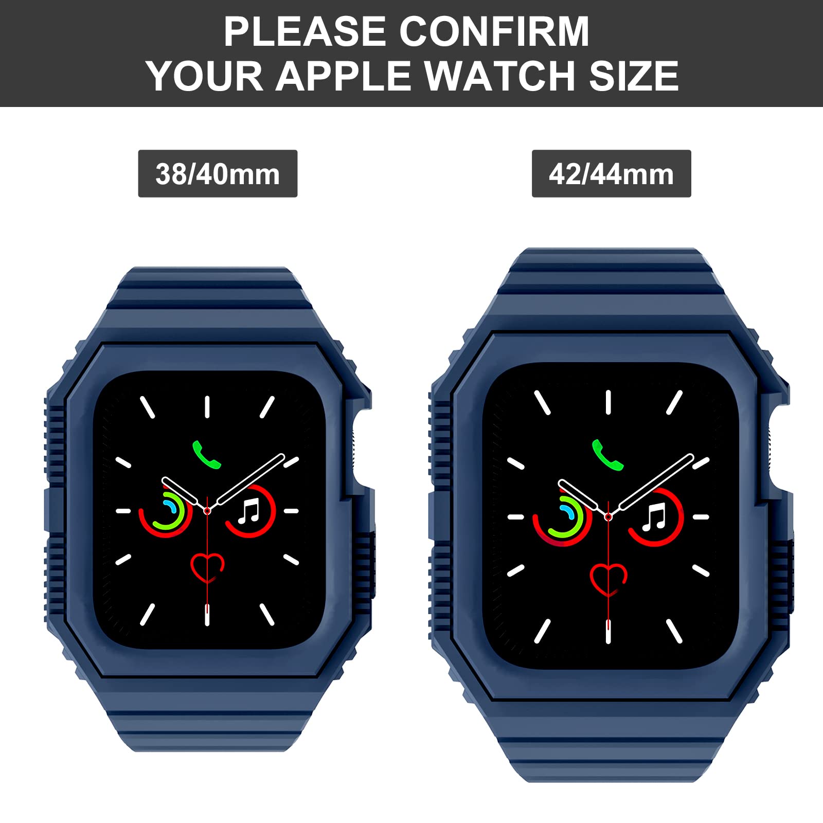 Premium Apple Watch Bands Compatible with 38mm 40mm 42mm 44mm - Durable TPU Sport Strap with Protective Bumper Case for Series 7/6/5/4/SE/3/2/1 - Perfect for Workouts, Running & Everyday Wear for Men & Women