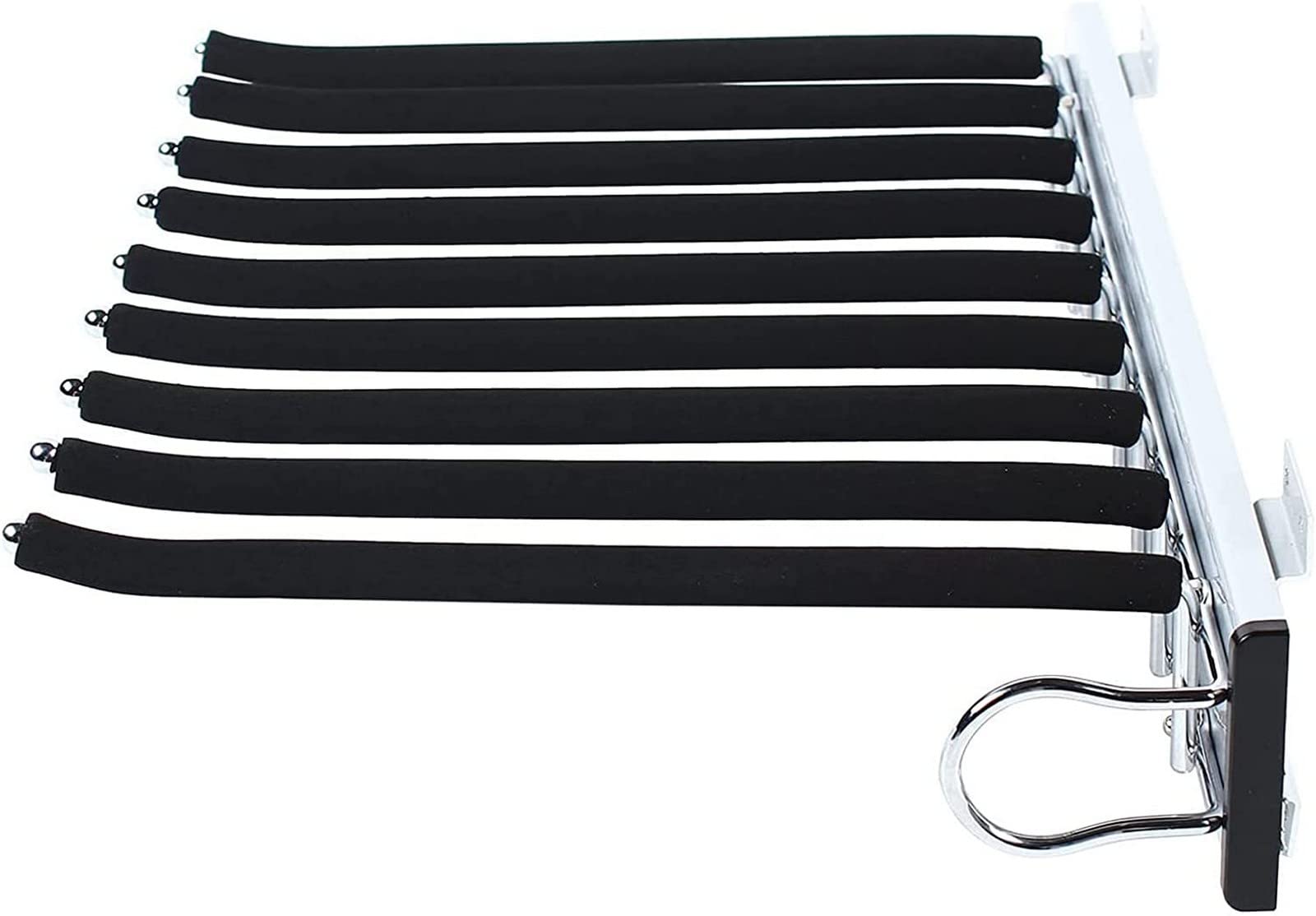 Space-Saving Slide-Out Pants Hanger Bar - 9-Arm Non-Slip Closet Organizer for Trousers & Clothes Storage (Right Mount) | Perfect for Small Closets, Walk-In Wardrobes & Apartment Organization