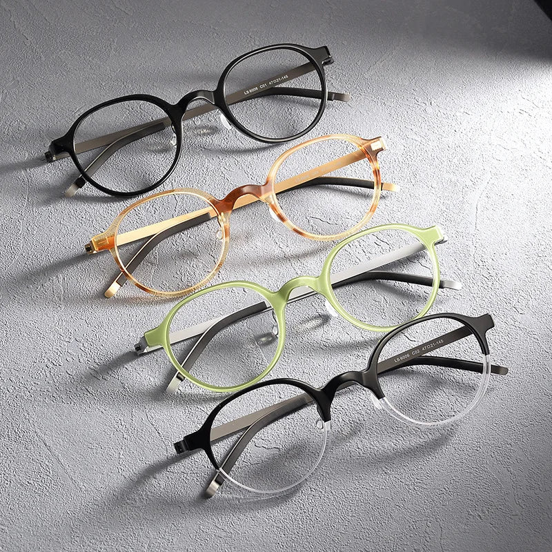 Stylish Black Full Rim Round Titanium Acetate Eyeglasses for Women - Model 6006 | Perfect for Office, Reading & Everyday Fashion Accessory