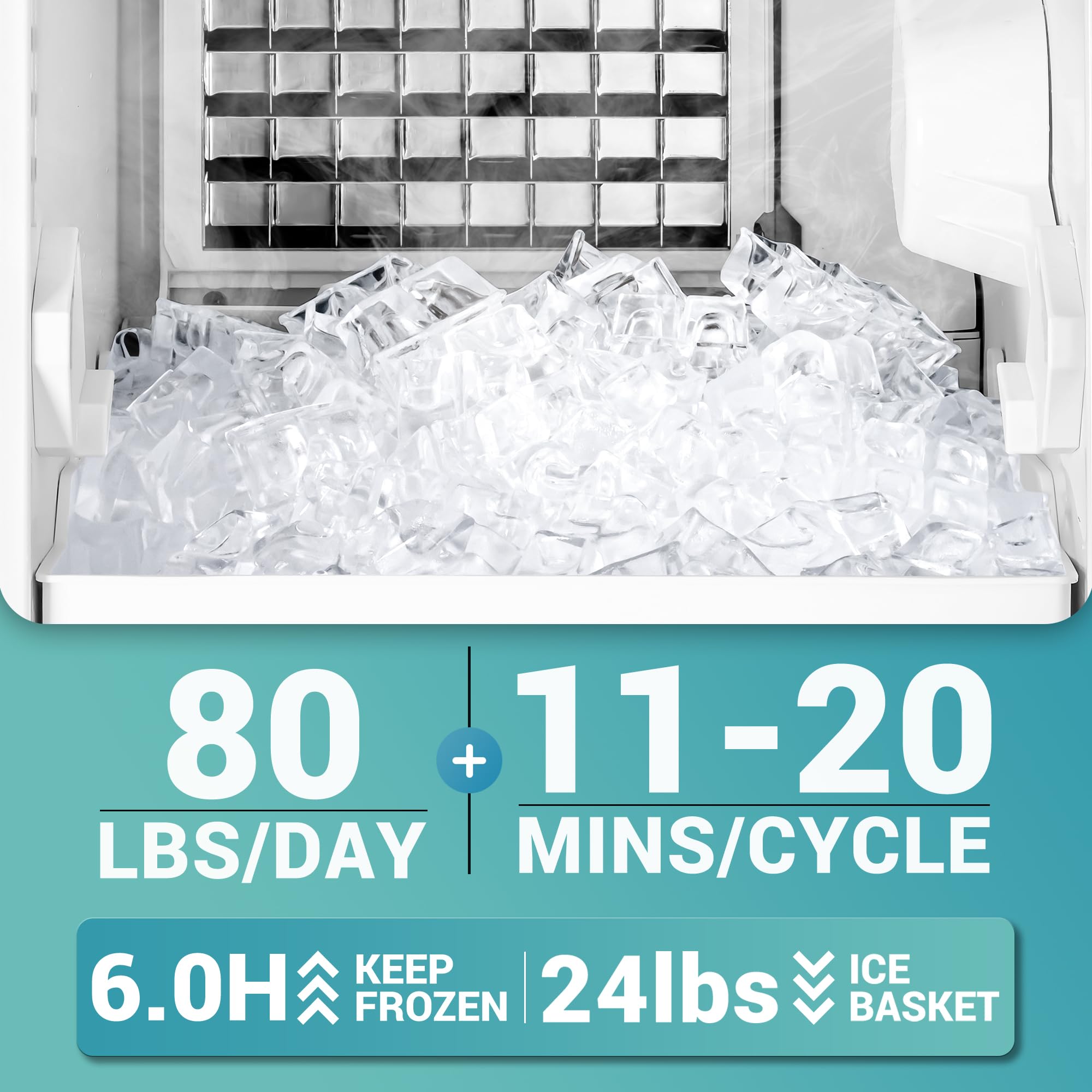 EUHOMY 80 Lbs/Day Commercial Under Counter Ice Maker Machine with Auto-Cleaning & 24H Timer, Stainless Steel Built-in or Freestanding Ice Machine with 24 Lbs Storage - Perfect for Restaurants, Bars, Home Kitchen, and Office Use