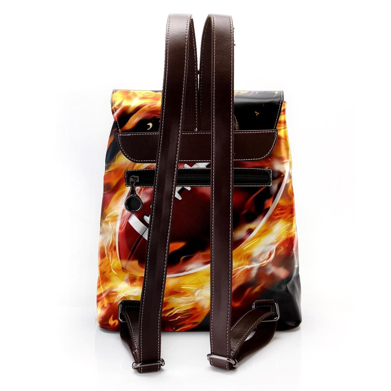 Stylish Travel Backpack for Women & Men - Durable American Football & Fire Design Backpack - Perfect for Commuting, Hiking, and Outdoor Adventures