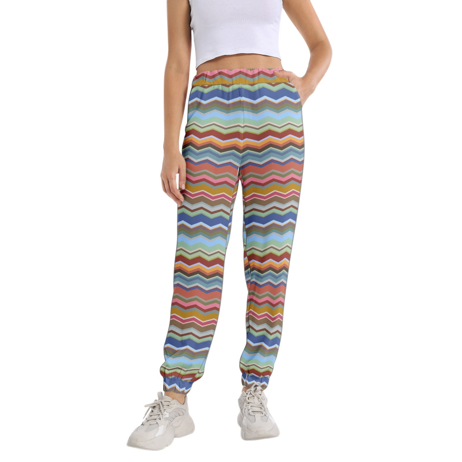 Elastic Waist Tapered Sweatpants for Men & Women - Comfortable Casual Joggers with Color Wave Design - Perfect for Gym, Yoga, Running and Lounge Wear