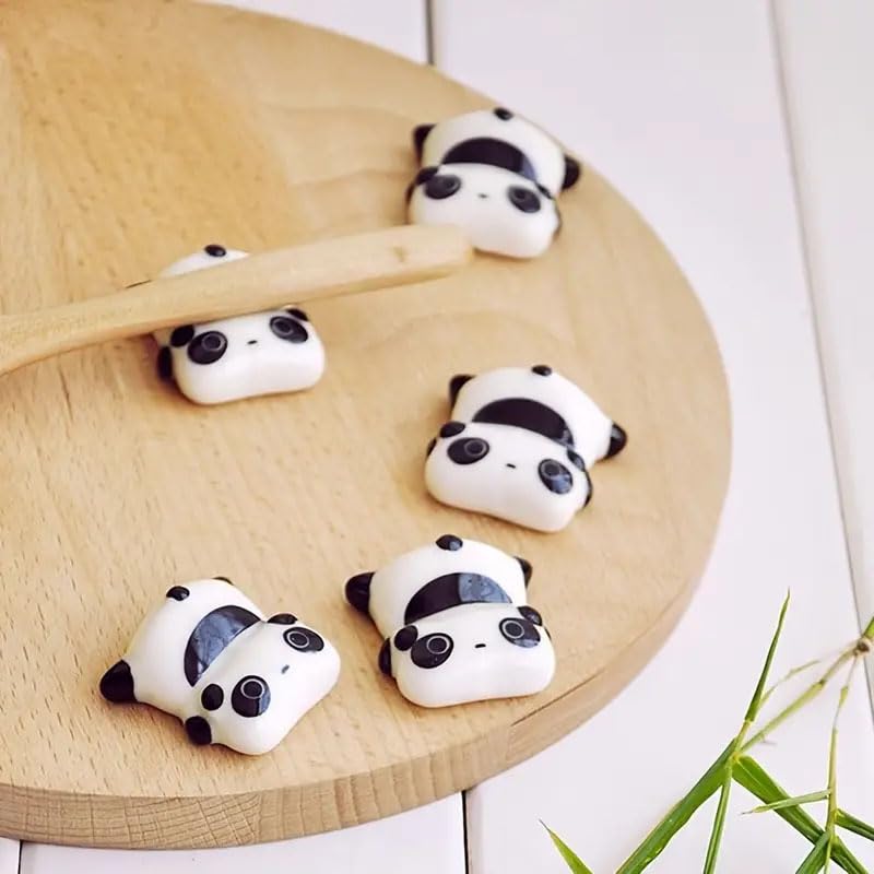 8Pcs Panda Chopsticks Holder Set - Ceramic Chopsticks Stand with Cute Panda Pattern, Spoon Fork Knife Organizer - Perfect for Asian Dining, Sushi Nights & Kitchen Decor
