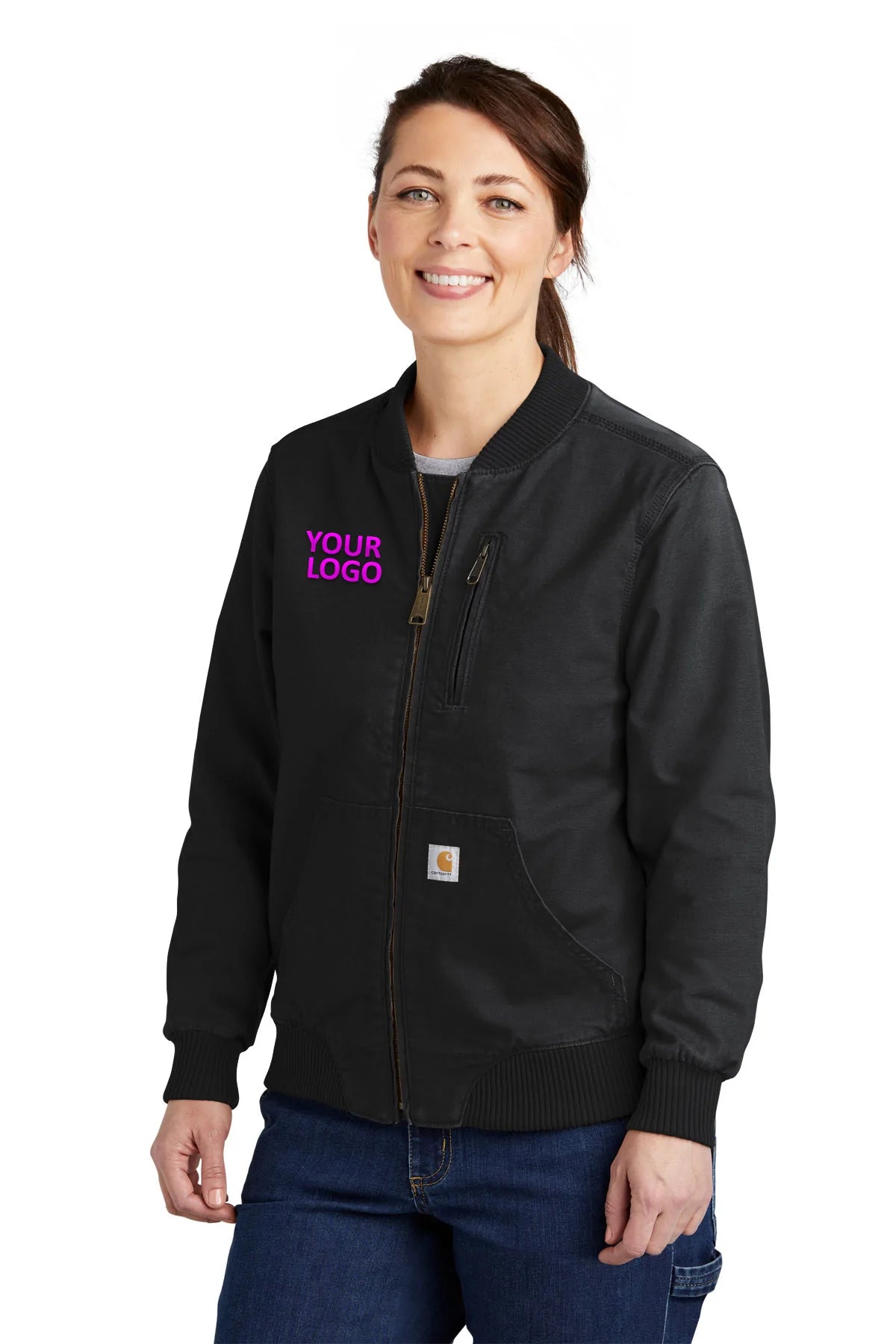 Carhartt Women's Crawford Branded Jacket - Black | Durable Workwear for Outdoor Activities, Construction & Winter Wear