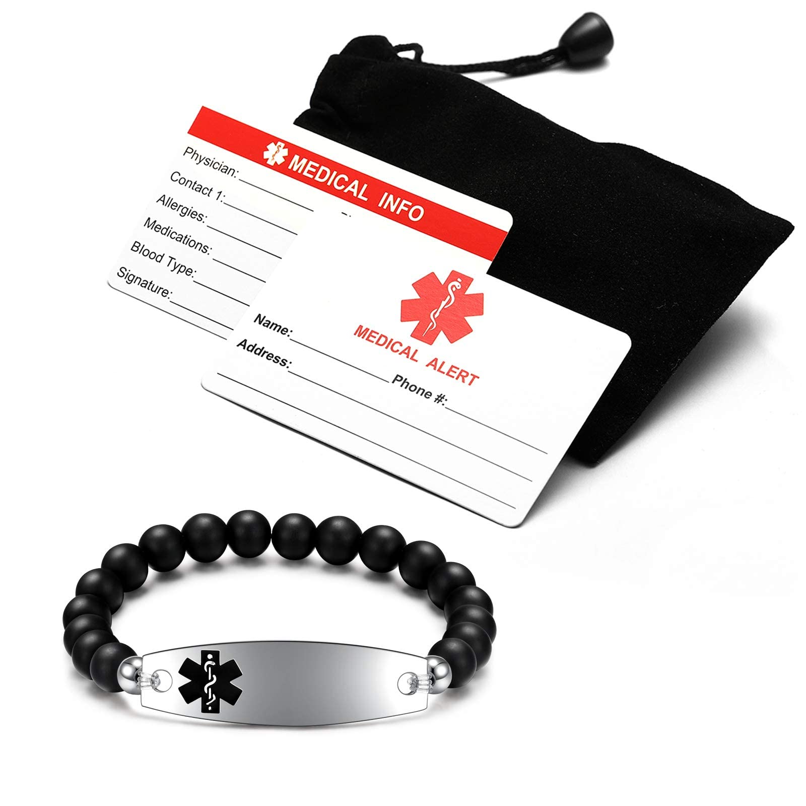 Custom Engraved Medical Alert Bracelet for Women - 3 Layer Stainless Steel Chain, Adjustable 5.5-8.5 Inches, Free Personalization | Emergency Medical ID Jewelry for Daily Wear, Travel & Outdoor Activities