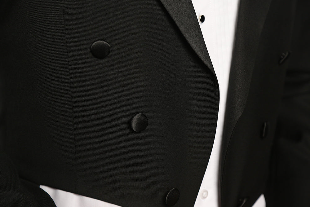 Classic Black Full Dress Tuxedo Tails 2-Piece Suit Set - Formal Evening Wear for Weddings, Prom & Black Tie Events