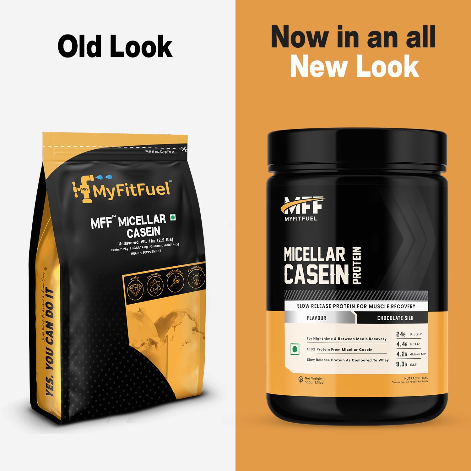 MyFitFuel Micellar Casein Protein Powder - 500g, 15 Servings | Unflavored Slow-Release Protein for Muscle Recovery & Overnight Nutrition | Ideal for Post-Workout, Bedtime & Weight Management