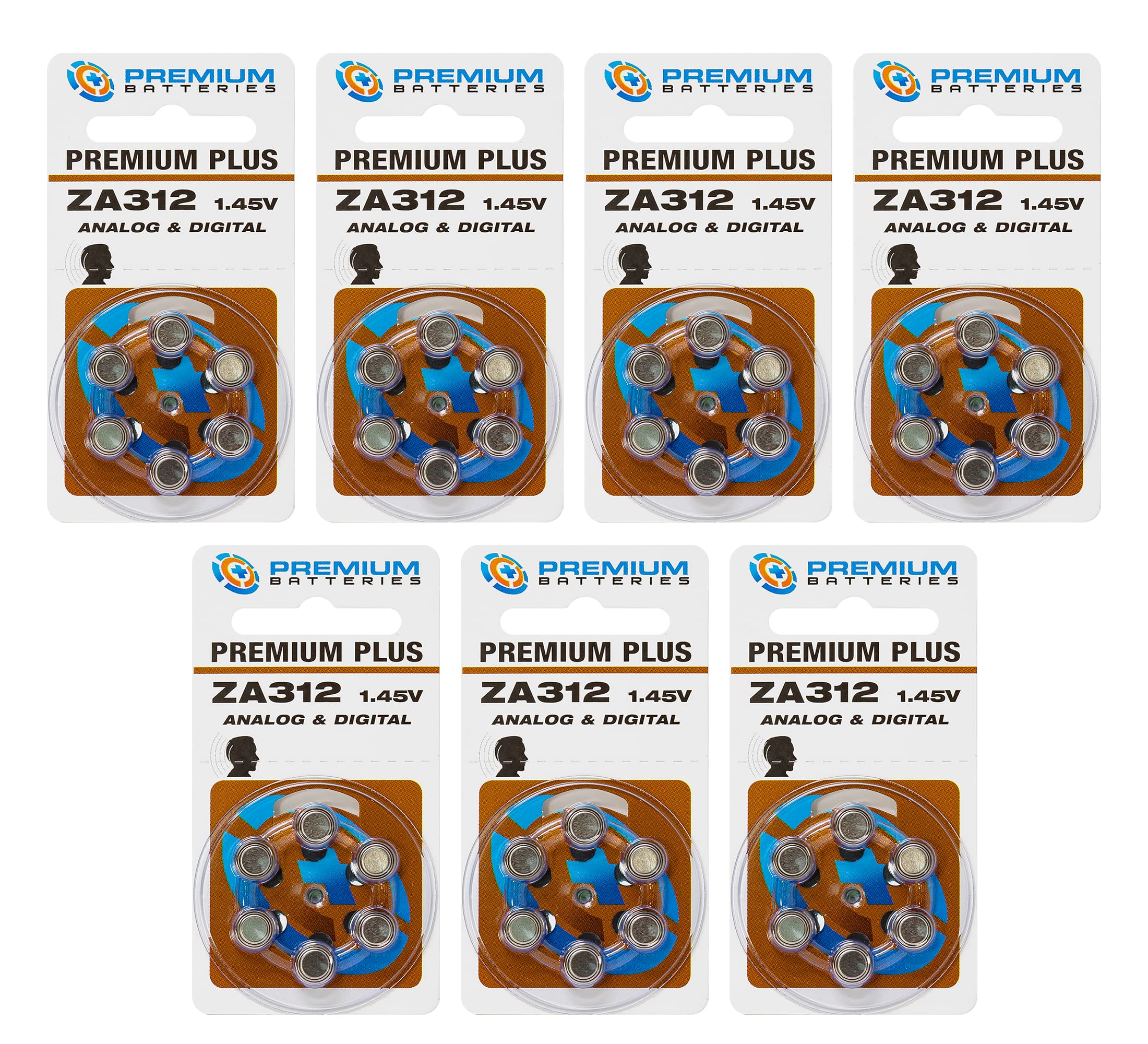 Premium 1.45V Zinc Air Hearing Aid Batteries - Size 312/ZA312/PR41/P312 (42 Pack) with Brown Tab | Long-Lasting Power for Hearing Devices | Perfect for Seniors & Daily Use