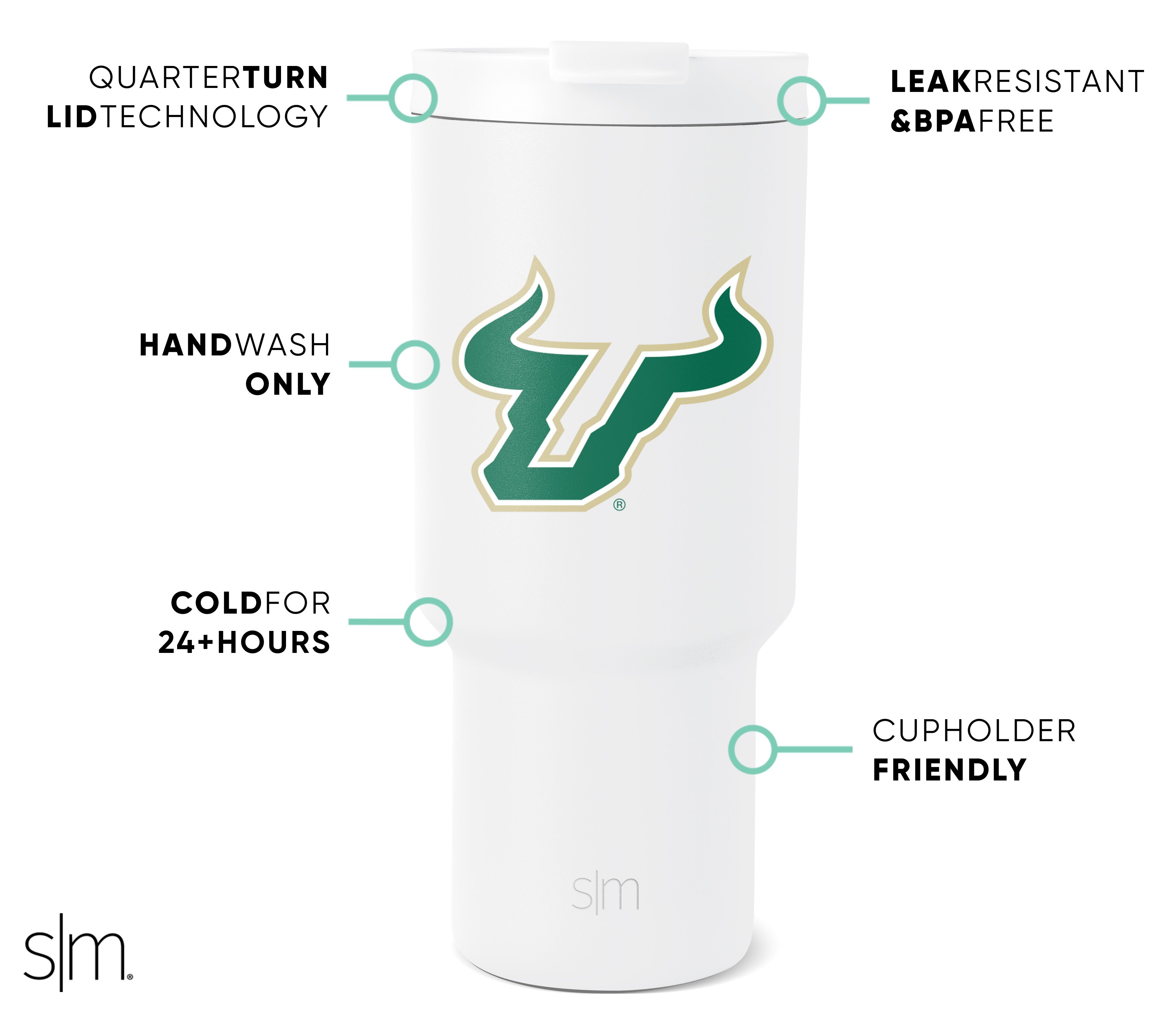Collegiate Trek Tumbler - Insulated Stainless Steel Water Bottle with Lid for College Students - Perfect for Campus, Hiking & Outdoor Activities