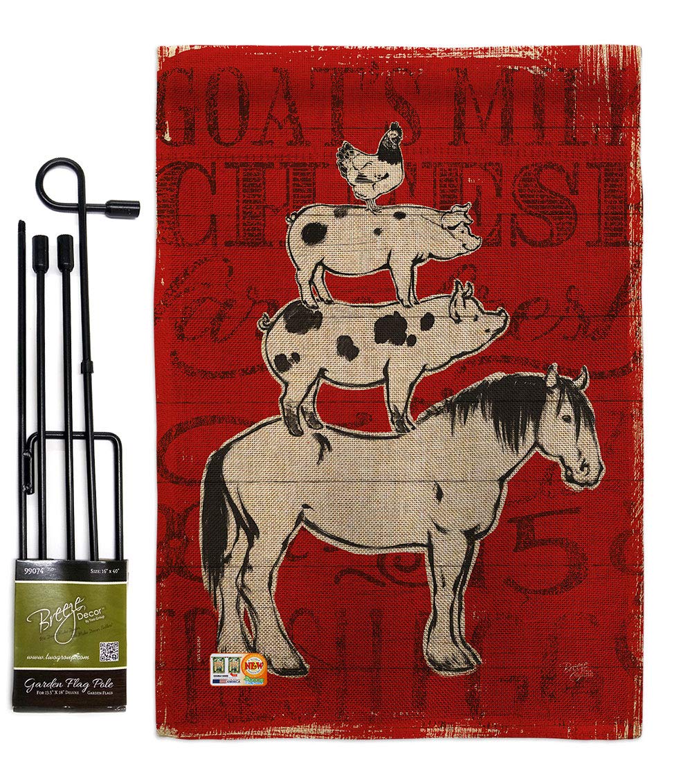 Farm Life Burlap Garden Flag Set - Double-Sided Barnyard Animals Decor for Yard & Home