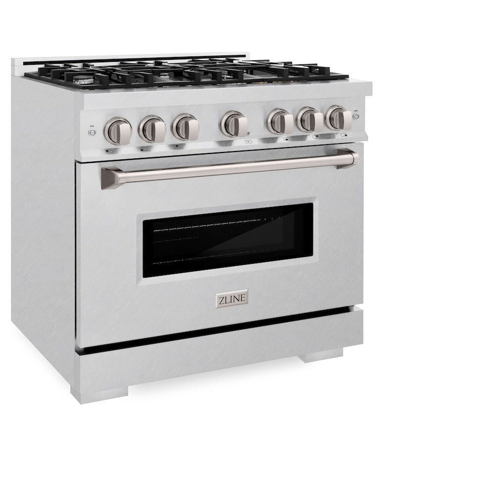 ZLINE 36 Inch 5.2 Cu. Ft. Classic Dual Fuel Range - 6 Burner Gas Cooktop & Electric Convection Oven in Satin Stainless Steel (CDRS 36) - Perfect for Home Chefs & Modern Kitchens