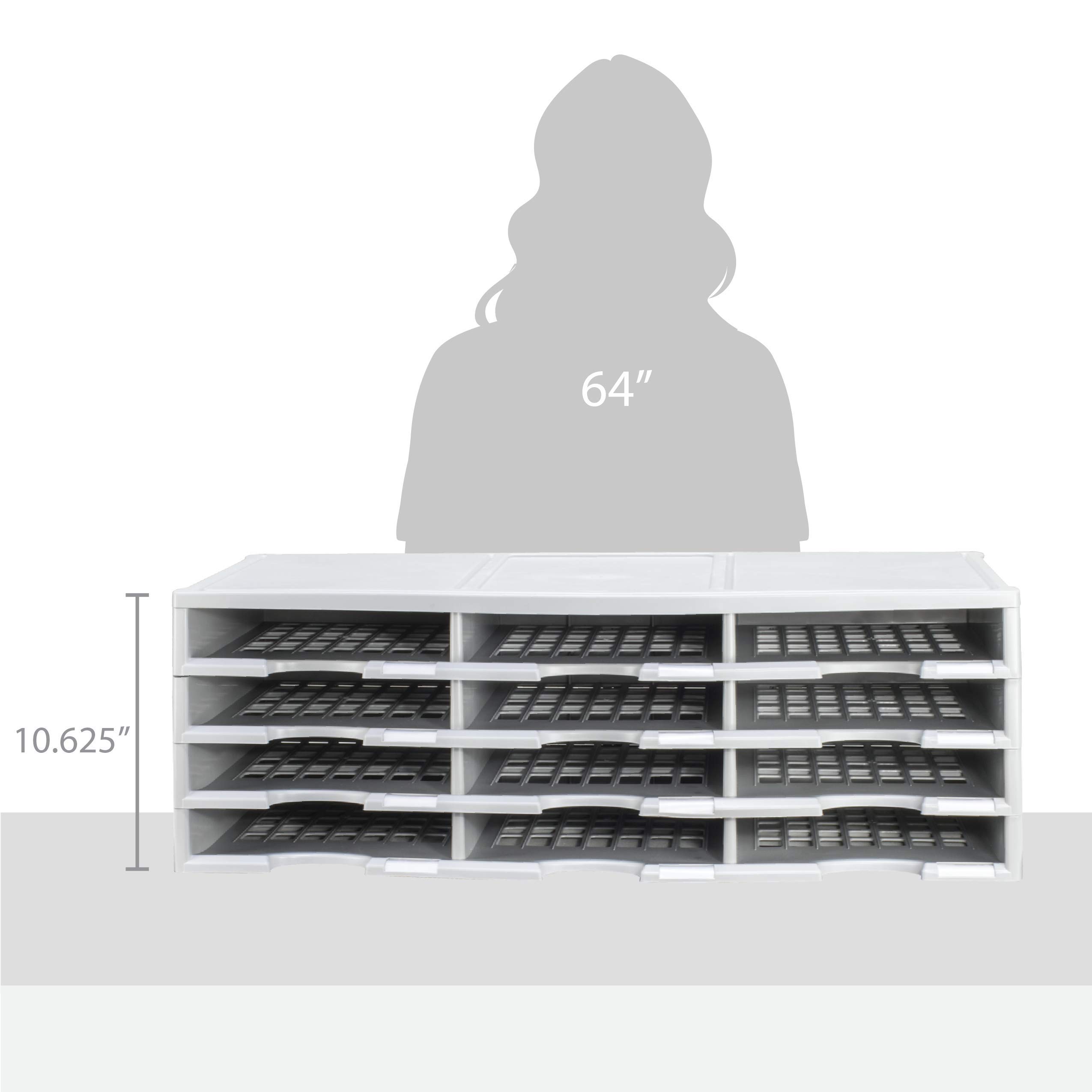 Storex 24 Compartment Plastic Organizer Box - Perfect for Office Supplies, Craft Beads, Jewelry & Small Parts Storage | Durable Stackable Desktop Organizer for Home & Office Organization