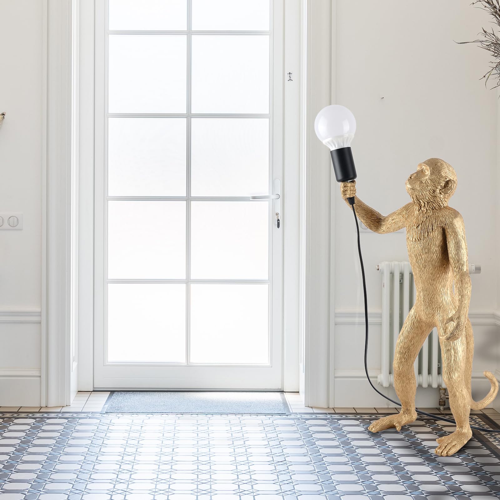 Modern Resin Standing Monkey Table Lamp - LED Desk Lamp for Home Decor, Bedroom, Living Room, Office & Kids Room - Stylish Animal Night Light (Gold Standing) - Perfect for Reading, Study & Ambient Lighting