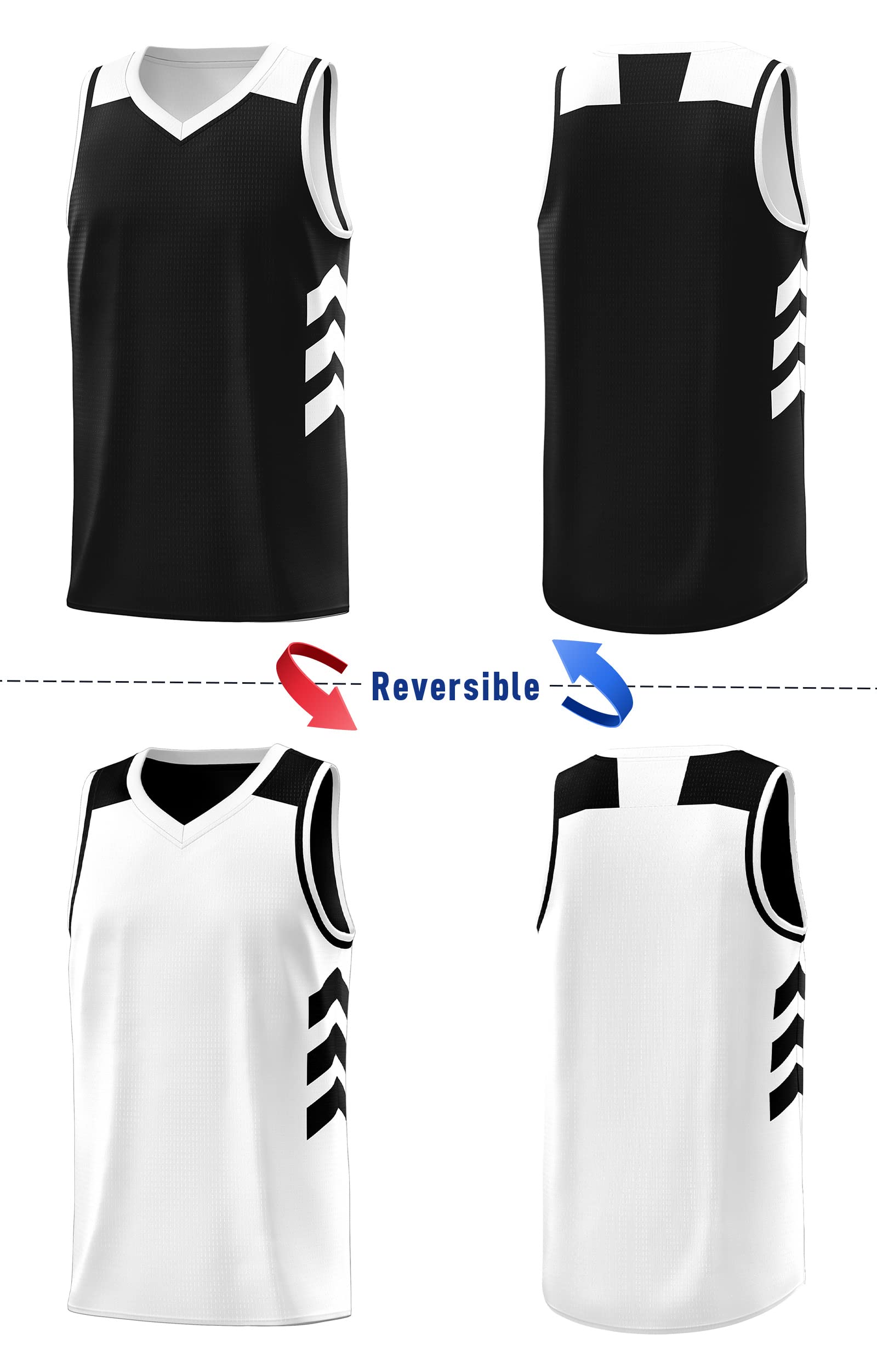 KXK Men's Reversible Basketball Jersey - Blank Team Uniform for Sports & Hip Hop - Sizes S to 4XL - Perfect for Basketball Games, Streetwear & Team Events