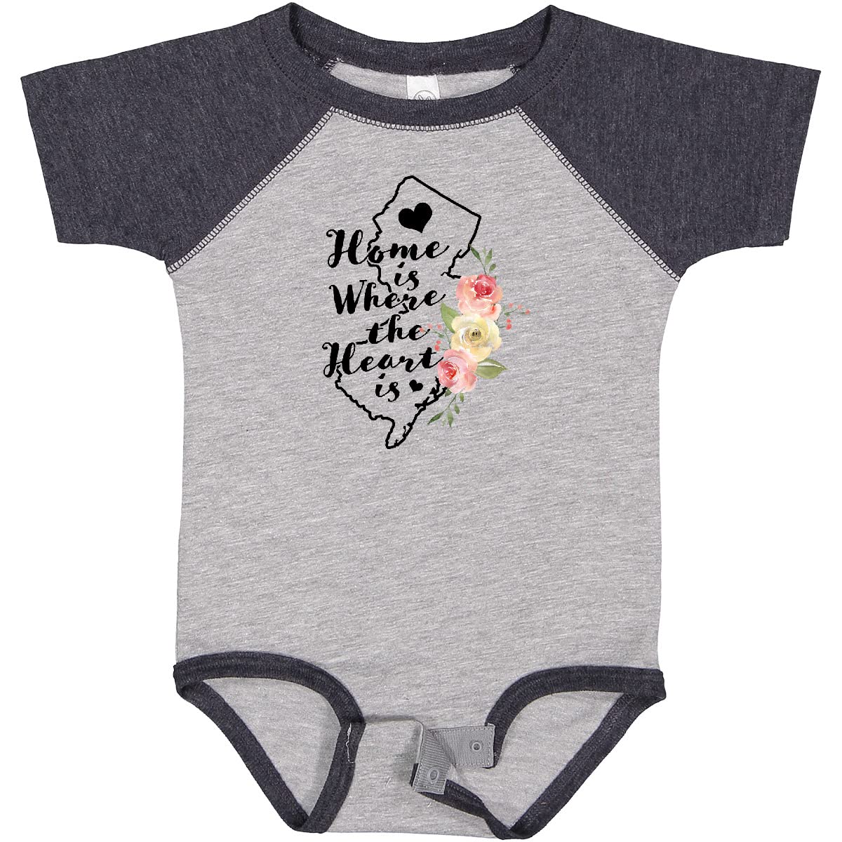 Inktastic New Jersey Home is Where The Heart is Watercolor Baby Bodysuit - Soft Cotton Onesie for Infants, Cute NJ State Themed Gift for Newborns & Baby Showers