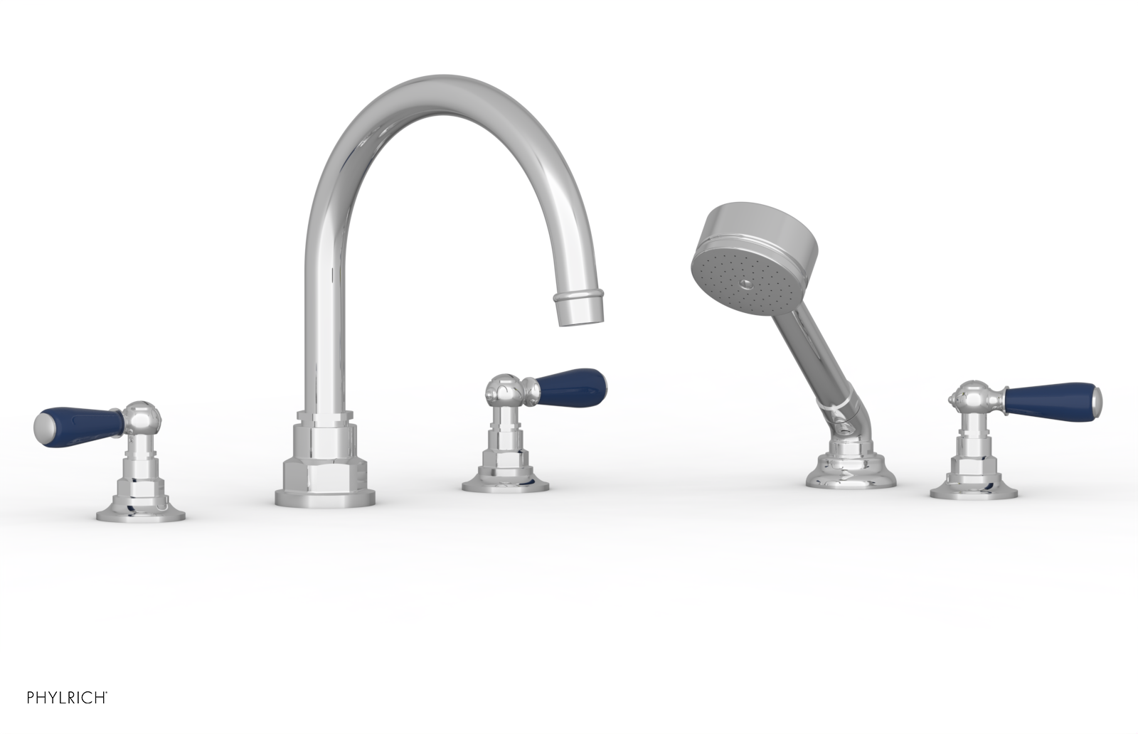 Jamestown Deck Tub Set with Hand Shower - Lever Handles & Navy Blue Accents - 165